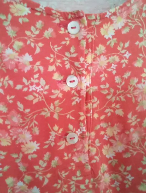 VINTAGE LAURA ASHLEY 100% COTTON JERSEY CORAL DISTY FLORAL LONG DRESS 12 10 90's