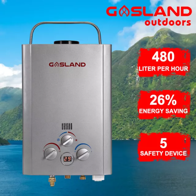 GASLAND Gas Portable Hot Water Heater Instant Shower Camping Caravan Tankless 8L