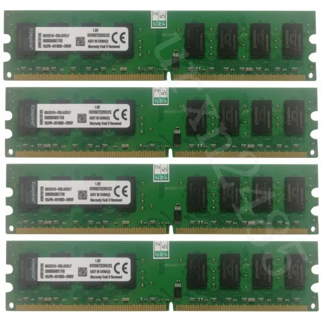Kingston 8GB 4x 2GB 1GB PC2-5300U DDR2 667MHz Desktop Dual Channel Memory RAM AB