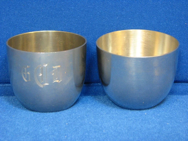 2 Lot Thomas Jefferson Cup Kirk Stieff Pewter Ou-hier que Demain Monticello Set