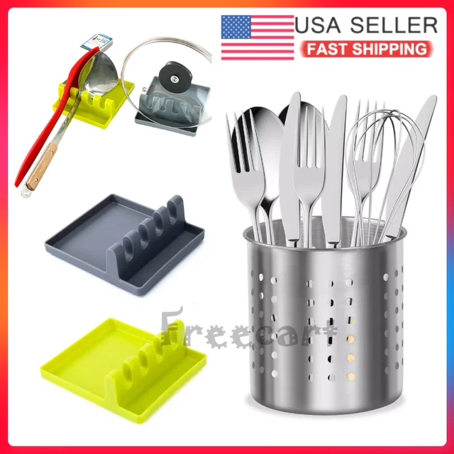 STAINLESS STEEL KITCHEN Utensil Holder Container Flatware Caddy