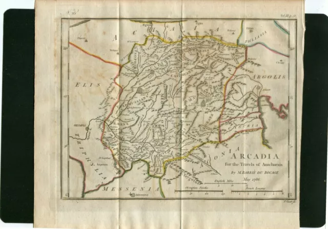 1786 Map By M Barbie Du Bocage Travels Of Anacharsis Arcadia Greece Achaia Cook