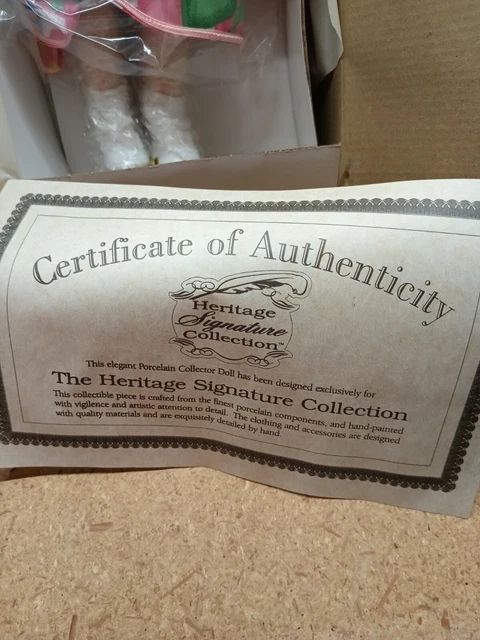 heritage signature collection porcelain doll New CIB With C.O.A 3