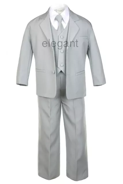 Infant Boy Toddler Teen Formal Wedding Party Recital Tuxedo Suit Silver sz S-20 3