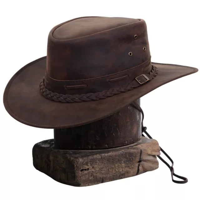 Cuir Chapeau Cowboy Véritable Large Bord Ouest Hommes Australien Style