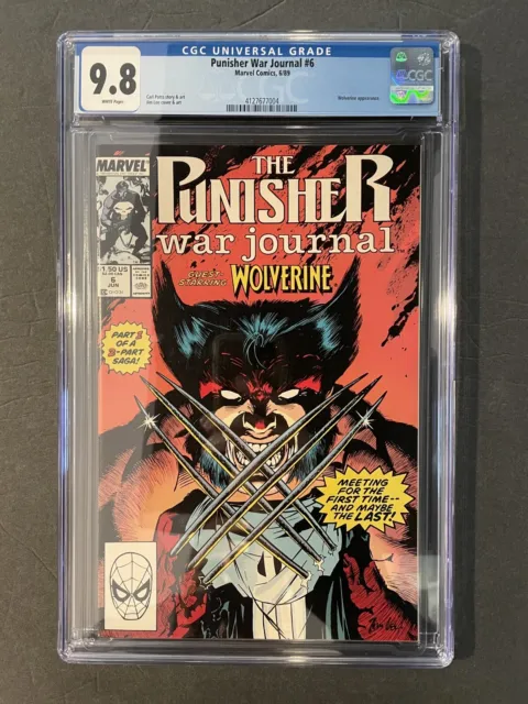 1989 Marvel Comics Punisher War Journal #6 CGC 9.8 WHITE Pages Wolverine Jim Lee