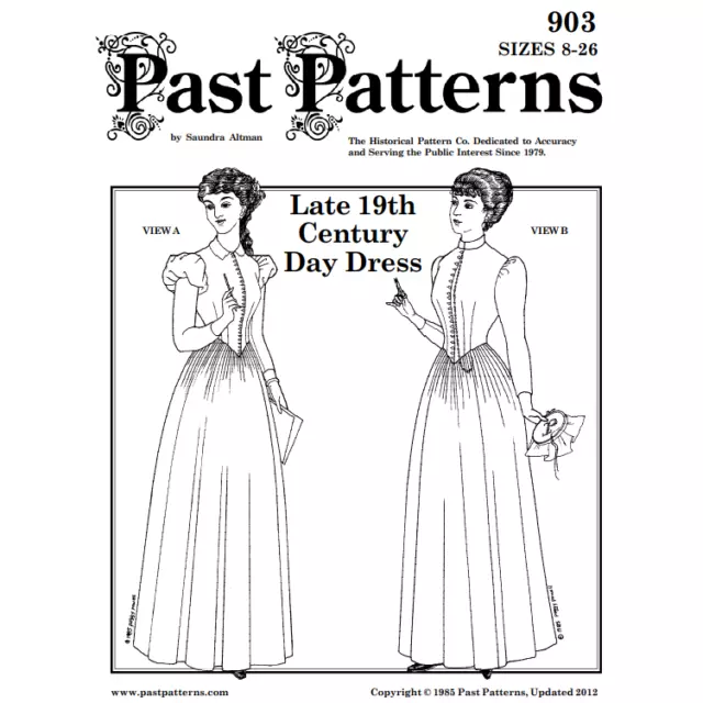 Past Patterns 0903 - 1890s Day Dress Sewing Pattern bust sizes 32-48