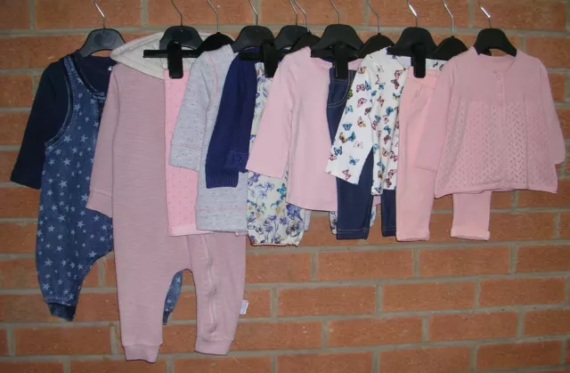 NEXT ZARA M&S etc Girls Bundle Dungarees Tops Leggings Cardigan Age 3-6 Months