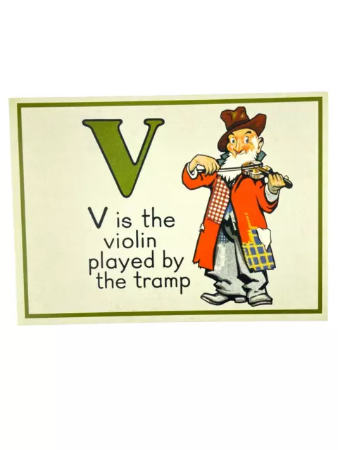 Cavallini Letter V Framable Nursery Art 1930s Repro Alphabet Flash Card Journal