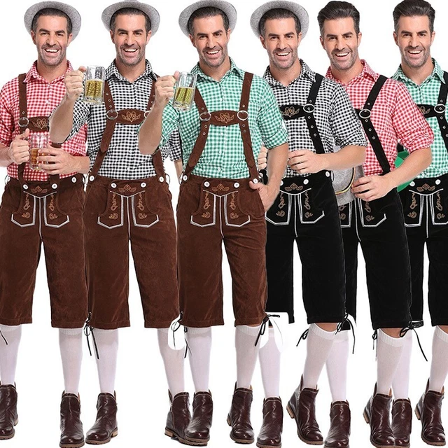 Herren Trachtenlederhose mit Träger Kniebund Tracht Hose Gr. 46 - 56 Oktoberfest