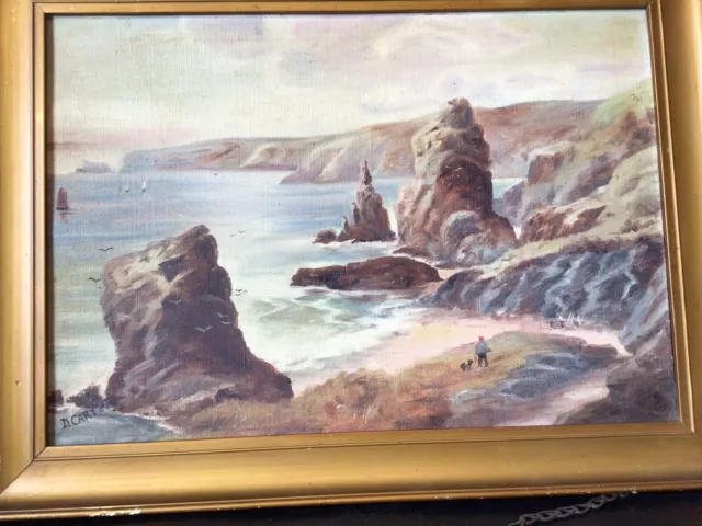 19thC Oil On Canvas Kynance Cove Cornwall Signed By Artist