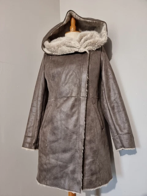 PROMOD MANTEAU Beige Marron Irisé Style Mouton Retourné Belle