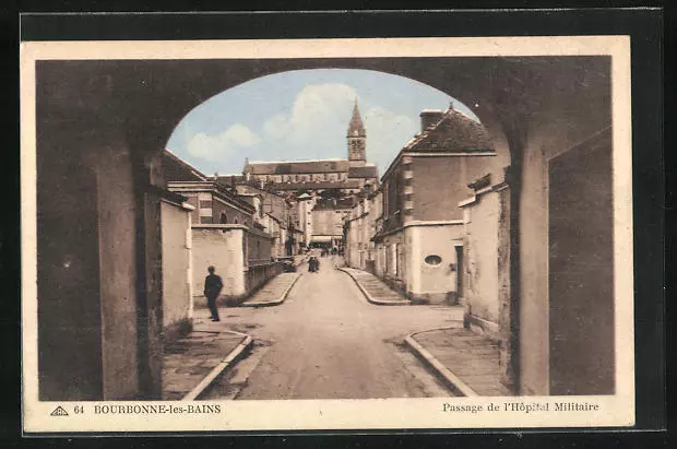 CPA Bourbonne-les-Bains, Passage de l´Hôpital Militaire 1949
