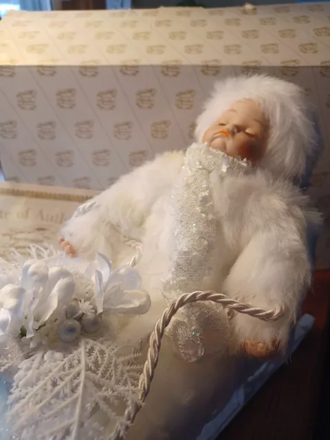 Heritage Signature Collection Porcelain Doll In Sleigh Winter Baby 80015 Decor
