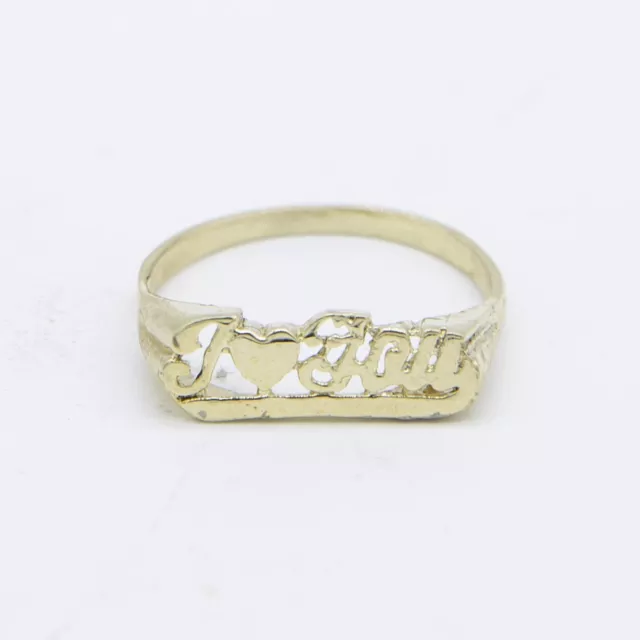 I Love You Script Signet Ring Solid Real 10K Yellow Gold 2