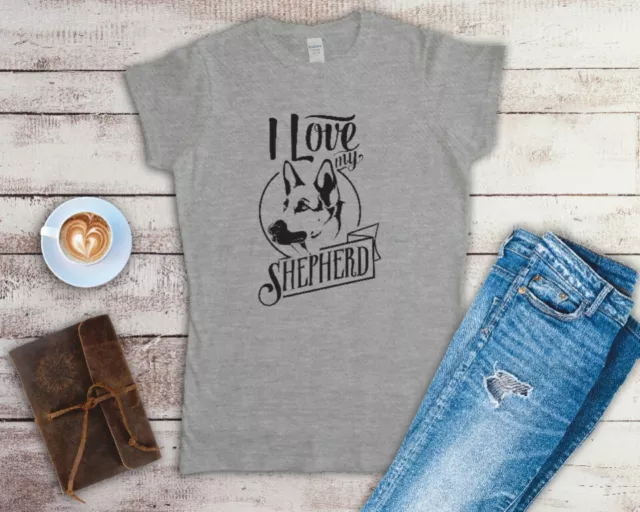 I Love My German Shepherd Ladies T Shirt Small-2XL