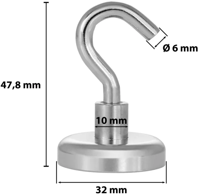 5 pièces crochet magnétique en néodyme petit (force adhésive 36 kg, diam. 32mm) 2