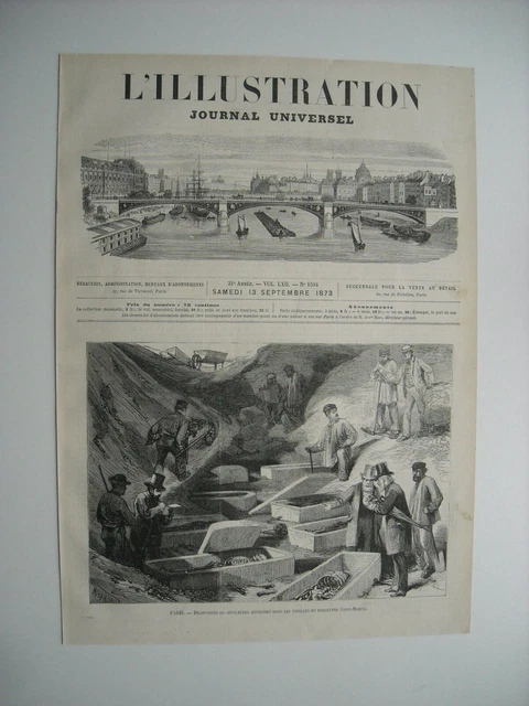 Gravure 1873. Decouverte De Sepultures Anciennes Fouilles Boulevard Saint-Marcel