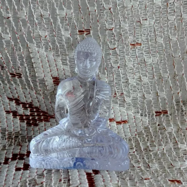 Mini Transparent Lord Buddha Statue Meditative Figurine Home Decor Dashboard