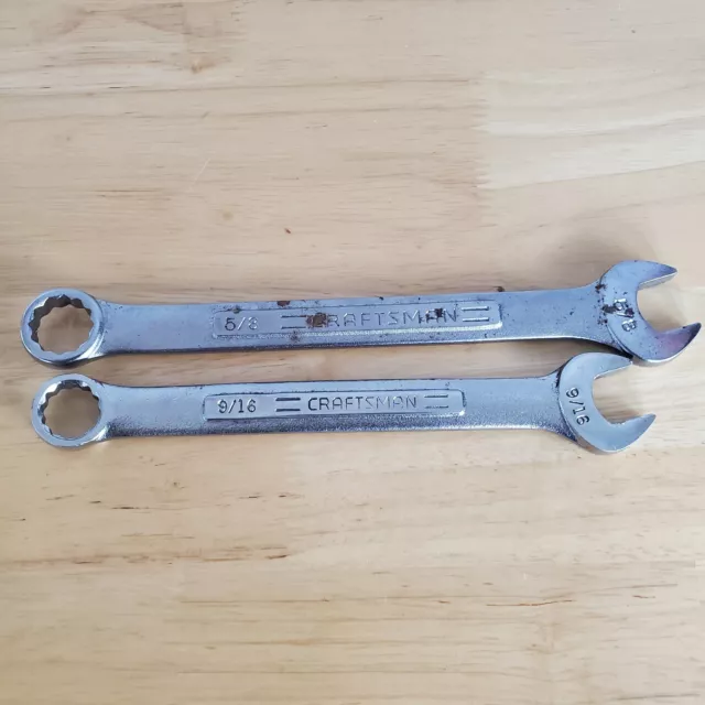 2 Craftsman SAE Series -V^- 12pt Combination Wrench Set 5/8", 9/16"