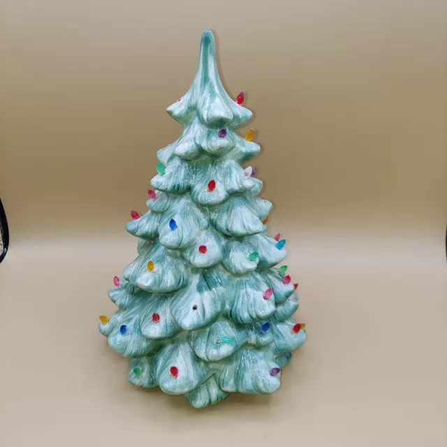 10" ceramic Christmas tree vintage candle holder mid century