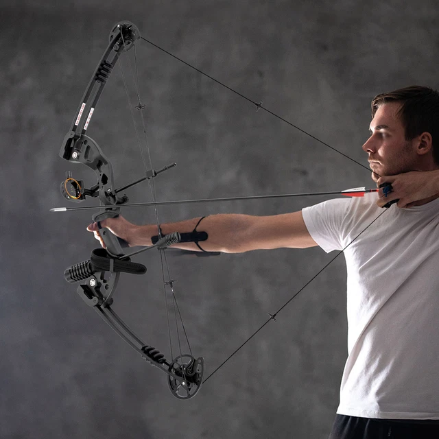 34" Compound Bow Kit Archery Bow Hunting Practice Kit &12pcs Arrow for Christmas