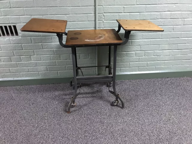 Antique Vtg Toledo Metal Furniture Co? Typewriter Table Uhl With 2 Raised Sides