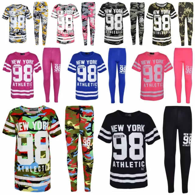 Girls NEW YORK BROOKLYN 98 ATHLECTIC Camouflage Print Top & Legging Set 7-13 Yr