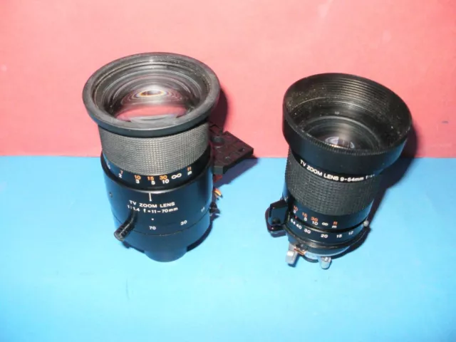 Lote de 2 lentes zoom de TV japoneses Macro 1.4/9-54 mm y 1.4/11-70 mm