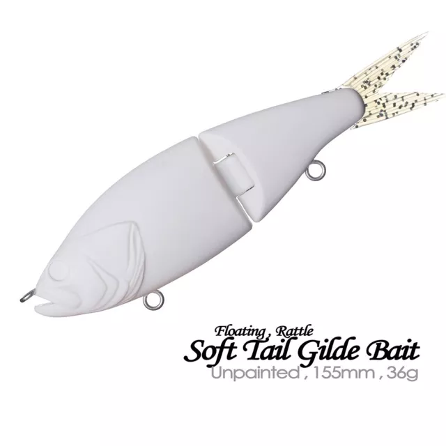1 unpainted Gizard Shad Glide Trout Swimbait lure Blank USA Shipped W Eyes  D171
