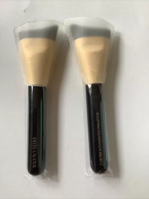 2X AUTHENTIC Estee Lauder Sculpting Foundation Brush 2 ~ FULL SIZE