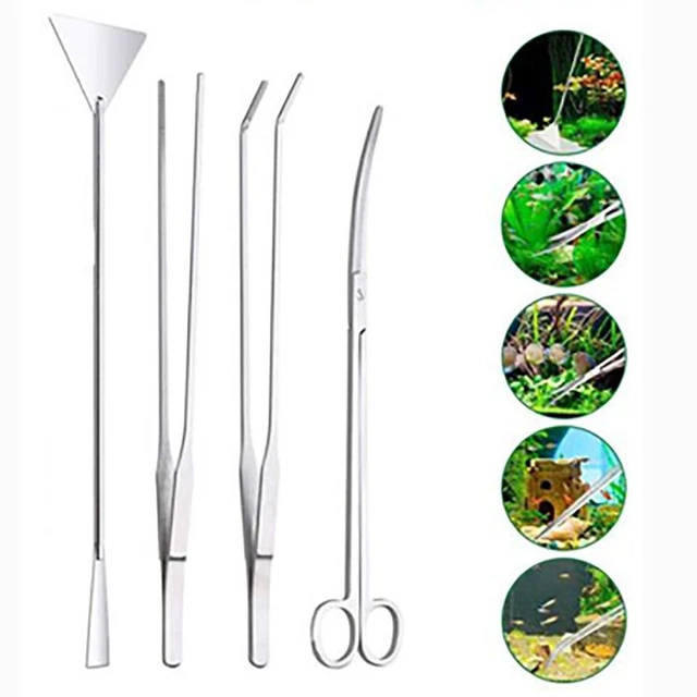 Steel Aquascape Tool Set Aquarium Tools Pruning Tool Set Aquatic Plant Tweezers