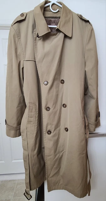 VTG Hart Schaffner&Marx Chicago New York Trenchcoat W/Faux Fur Lining Mens 44R