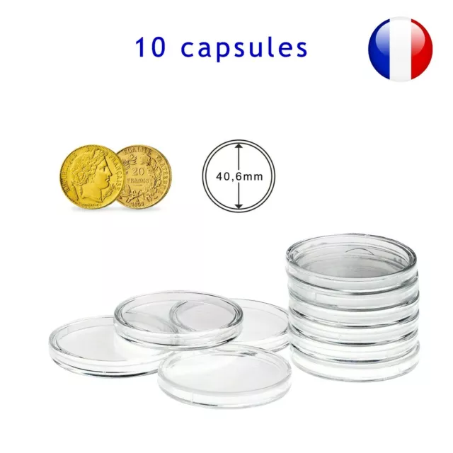 10 Capsules pour monnaie 40,6 mm intérieur - Protection pièce de monnaie