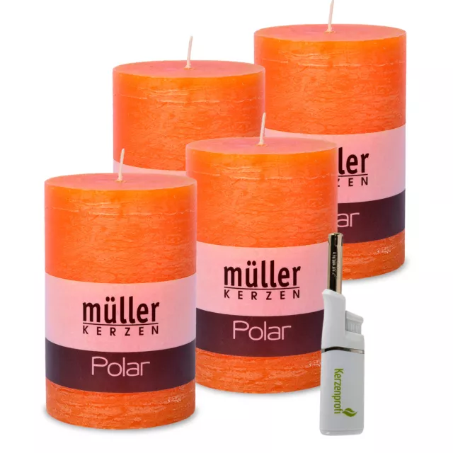 4 x Müller Rustikale Polar-Stumpenkerzen 10 cm 45 h RAL Zertifiziert-div. Farben