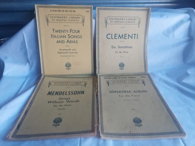 (F3) Vintage Lot of 4 Schirmer's Library Of Musical Classics Piano Vocal