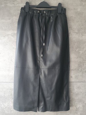 DKNY Jeans Pelle Di Agnello Gonna A Tubino In Pelle Misura US 4 UK 8 Colore Grigio al ginocchio 