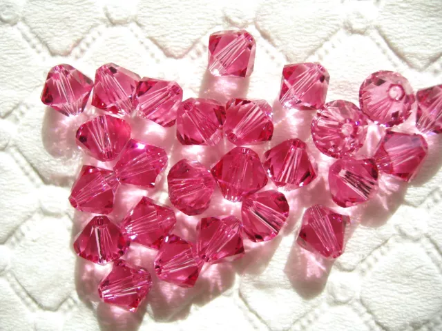 25 pc SWAROVSKI CRYSTAL ROSE Loose BEADS 6mm 5328 Bicone PINK, OCTOBER Free Ship