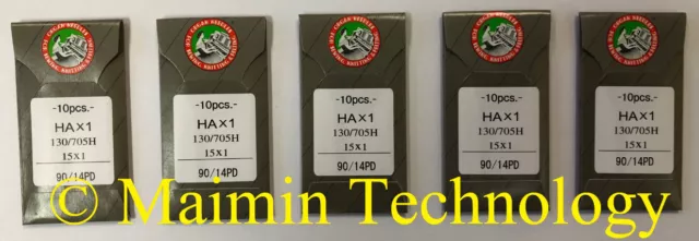 50 90/14 Agujas Máquina De Coser Doméstica De Titanio Órgano Afilado 15X1 Hax1