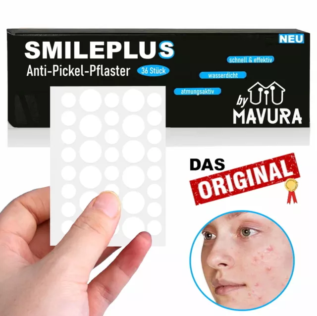 SMILEPLUS XXL Akne Pflaster Set Hydrocolloid Patch Anti Pickel Mitesser 36Stk