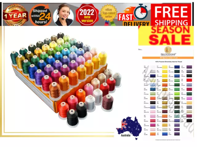 NEW　BROTHREAD　Au　64　Spools　Polyester　Kit　(1100Y)　Embroidery　Machine　Thread　1000M　$130.00　PicClick　AU