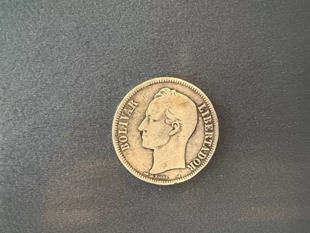 VENEZUELA Silver coin 5 Bolivares  1912 0.900 Silver