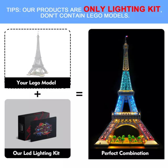 Kit de Luz LED BrickBling para LEGO Torre Eiffel 10307 Colorido (Control Remoto) 3