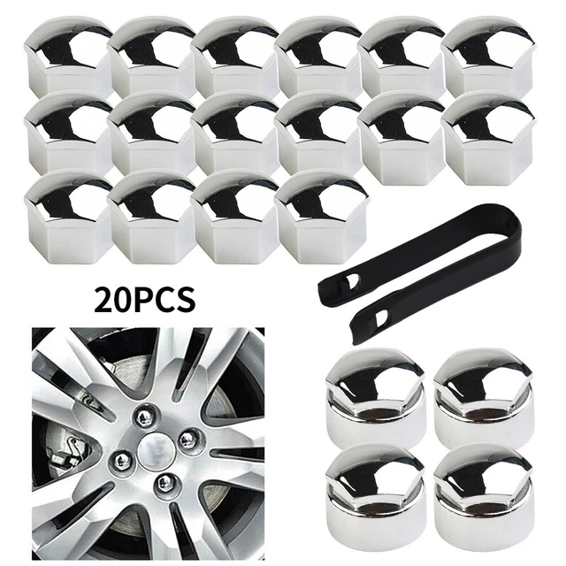 20 Bouchons De Boulons De Roue Universels 19mm Chromés - Kit Avec Outil De Retrait, Protection Contre La Corrosion, Pour Voitures