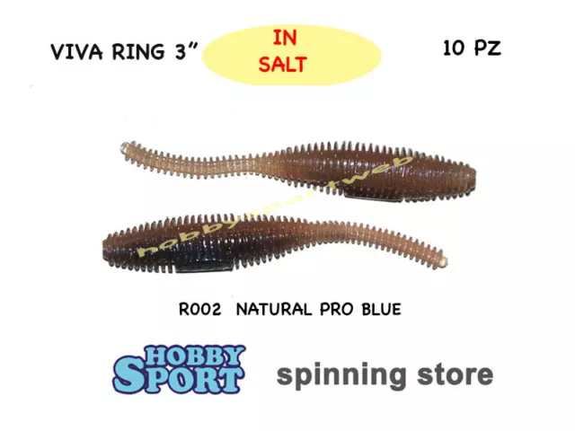 Viva Ring 3" Colore R002 Natural Pro Blue Esca Siliconica Conf 10 Pz Spinning