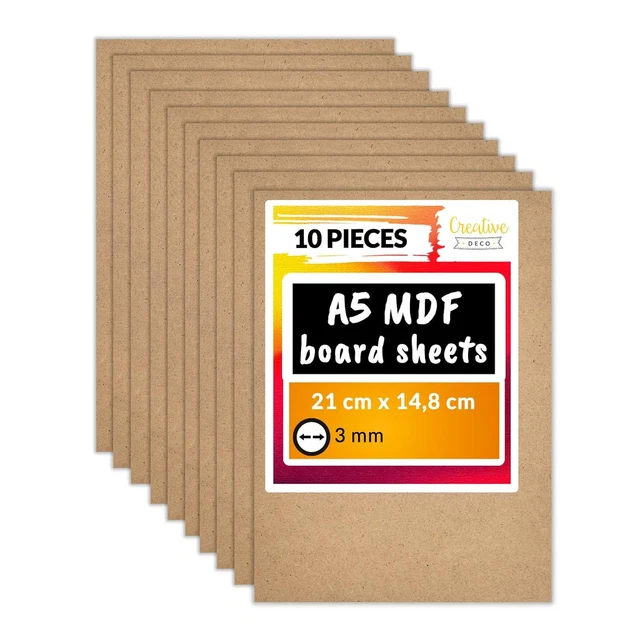 10 X A5 MDF Board Sheet | 148 X 210 X 3Mm Wood | Wooden Blank for Drawing, Home