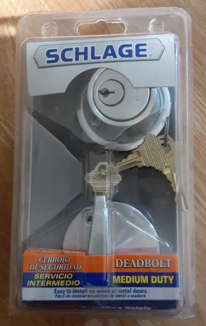 SCHLAGE Security Nickel Deadbolt Key Lock Complete *Factory Sealed*