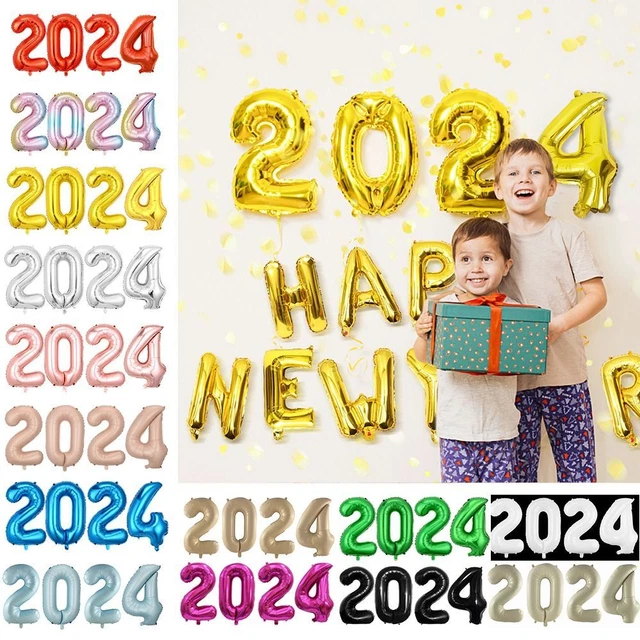 THICKENED NEW YEAR 2024 Balloons 2024 Aluminum Film Balloons Family 4.
