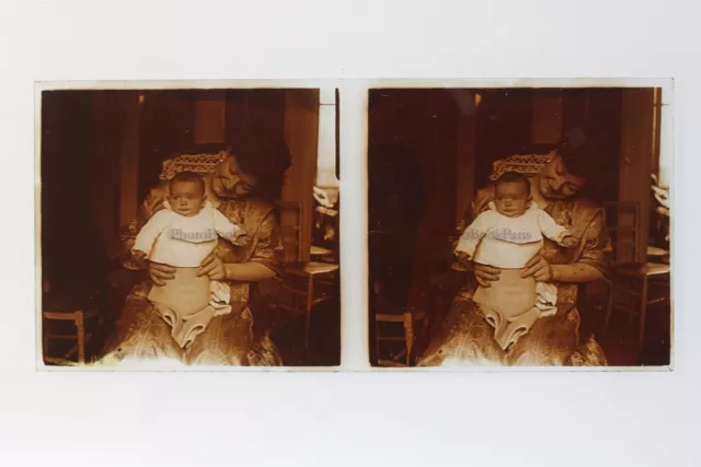 Famille France Photo Stereo Amateur P50L5n22 Plaque de verre Vintage c1910