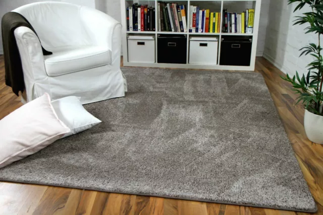 Hochflor Velours Teppich Mona Taupe